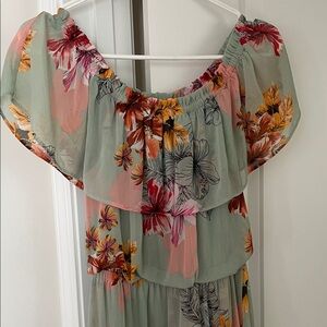 Express Floral Maxi Dress - Green and Pink